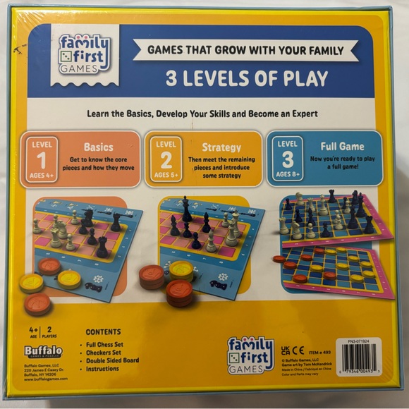 Family First Games: Checkers & Chess Board Game *New Sealed* - Picture 2 of 6